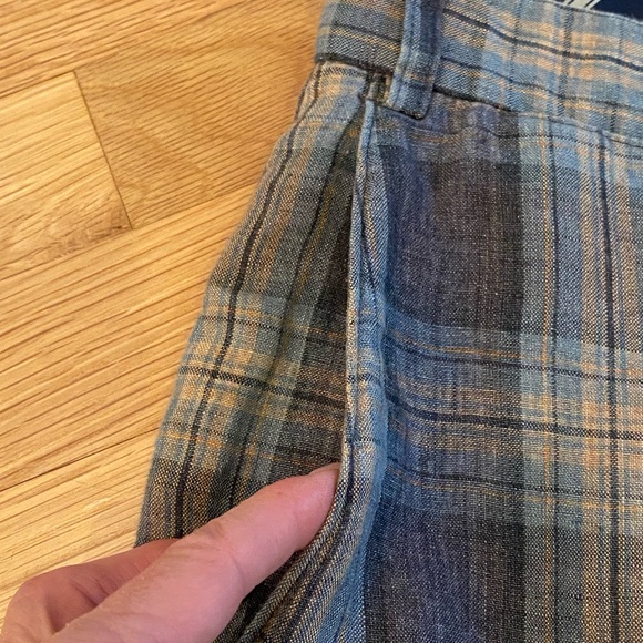 Hiltl Mens Gray Charcoal Tan Plaid Shorts / Flat Front Panel / Size 34 - Picture 7 of 16